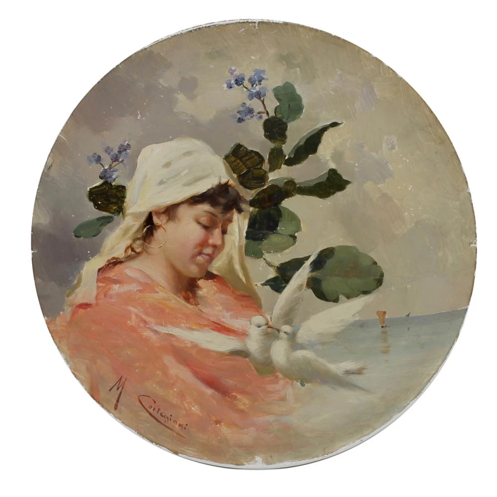 Figura di popolana con tortore
